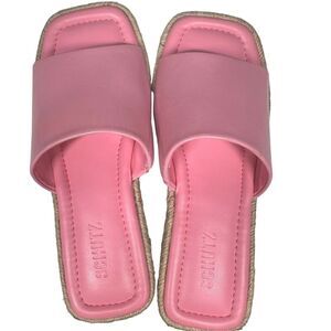 SCHUTZ Corah Block Heel Espadrille Slide Sandals Women's 7B Club Rose Slip On